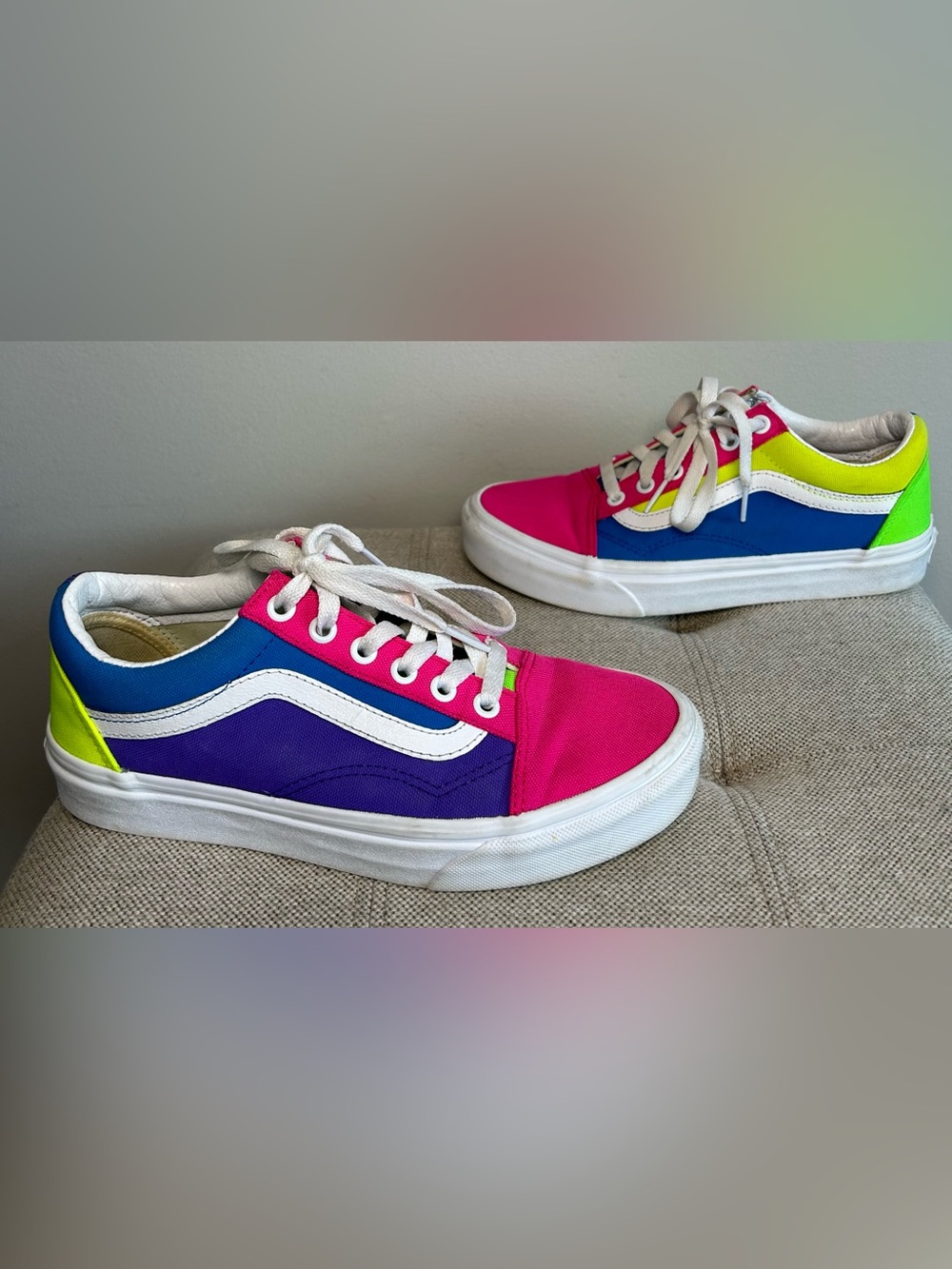 Vans Old Skool OTW Low Shoes Womens Size 7 721356 Neon Color Block Pink Purple